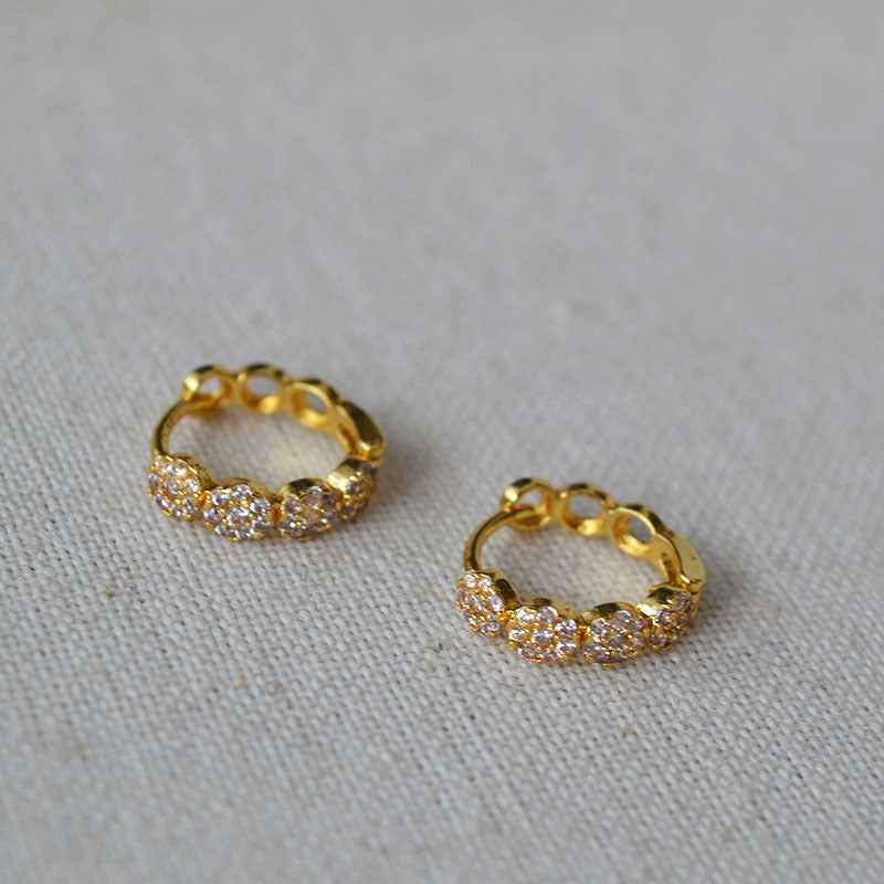 French-Inspired Mini Zircon Hoop Earrings - Crystalory