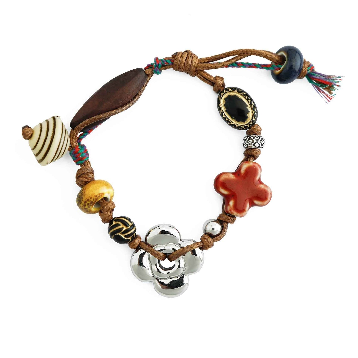 Bohemian Ceramic Flower Bracelet: Tibetan