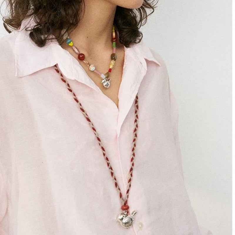 Handmade Bird Pendant Rope Necklace - Crystalory