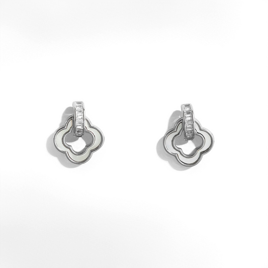 Mother-of-Pearl Clover Earrings - Crystalory