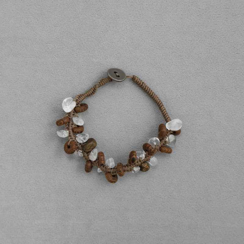 Wood Beaded Stone Bracelet