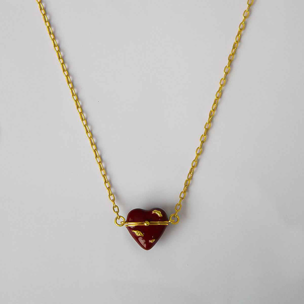 Enamel Heart Locket Necklace - Crystalory