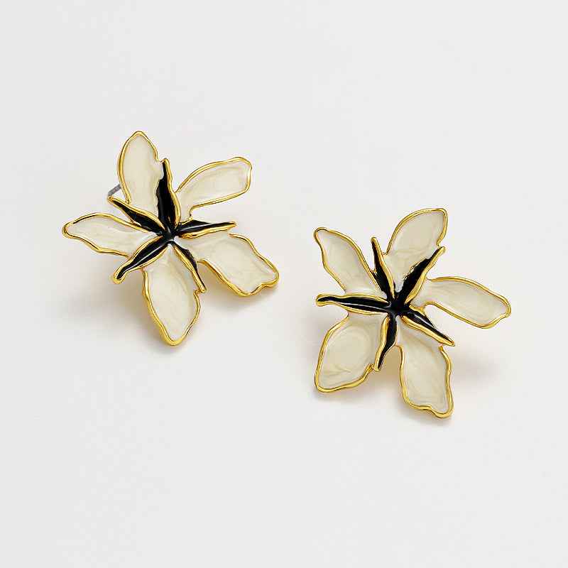Vintage Enamel Floral Earrings - Crystalory