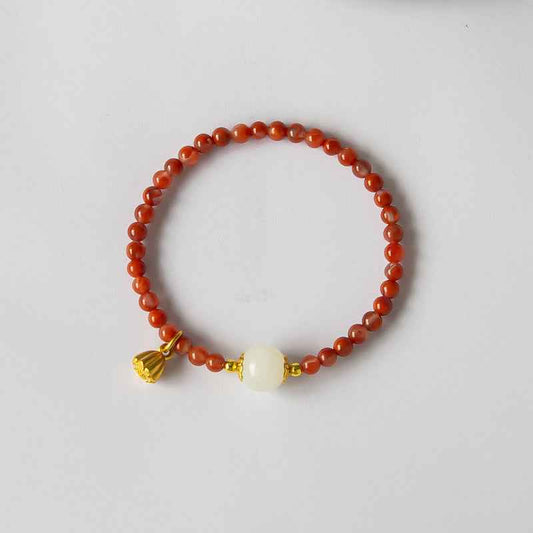 Red Agate Lotus Bracelet - Crystalory