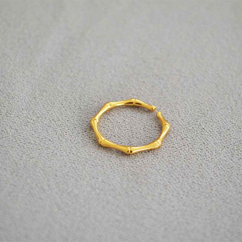 Bamboo Texture Open Adjustable Ring - Crystalory