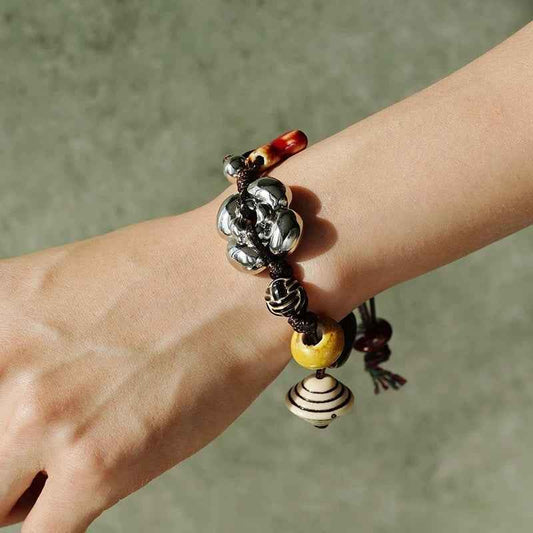 Bohemian Ceramic Flower Bracelet: Tibetan