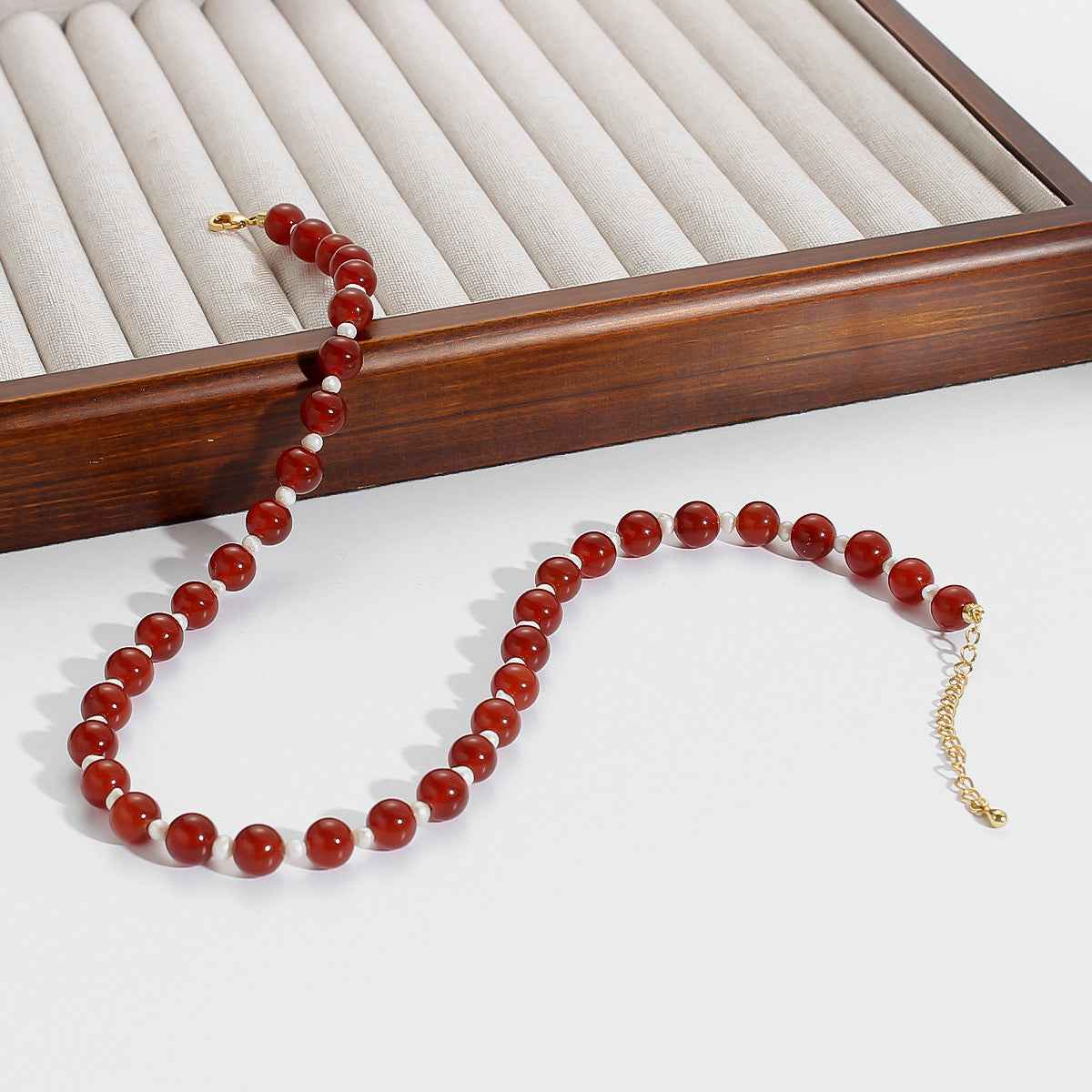 Red Agate Pearl Necklace - Crystalory