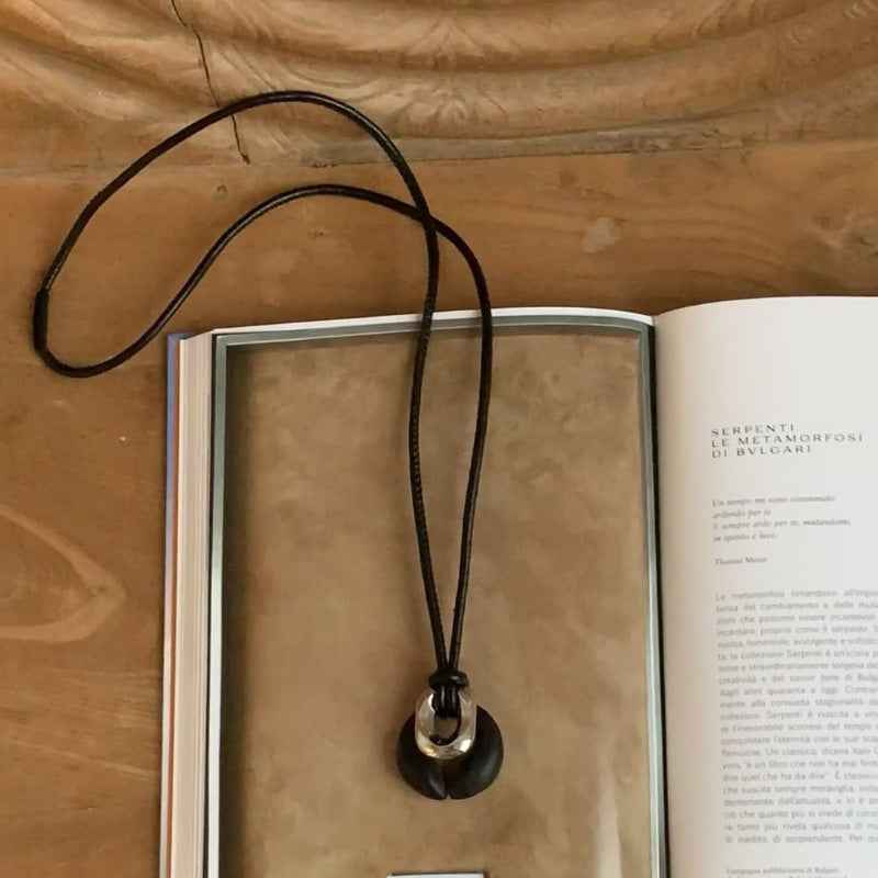 Wood Circle Pendant Necklace - Crystalory