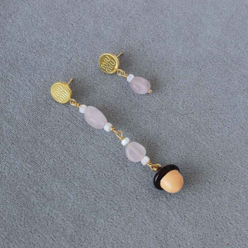 Squirrel & Mushroom Necklace Earrings Set - Crystalory
