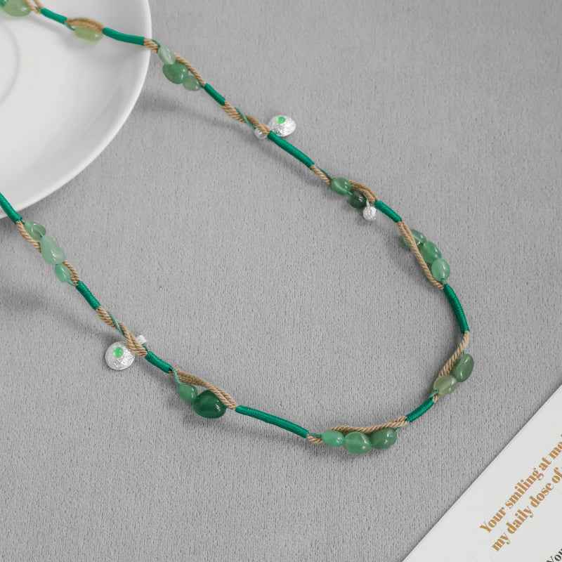 Bohemian Green Aventurine Beaded Necklace - Crystalory