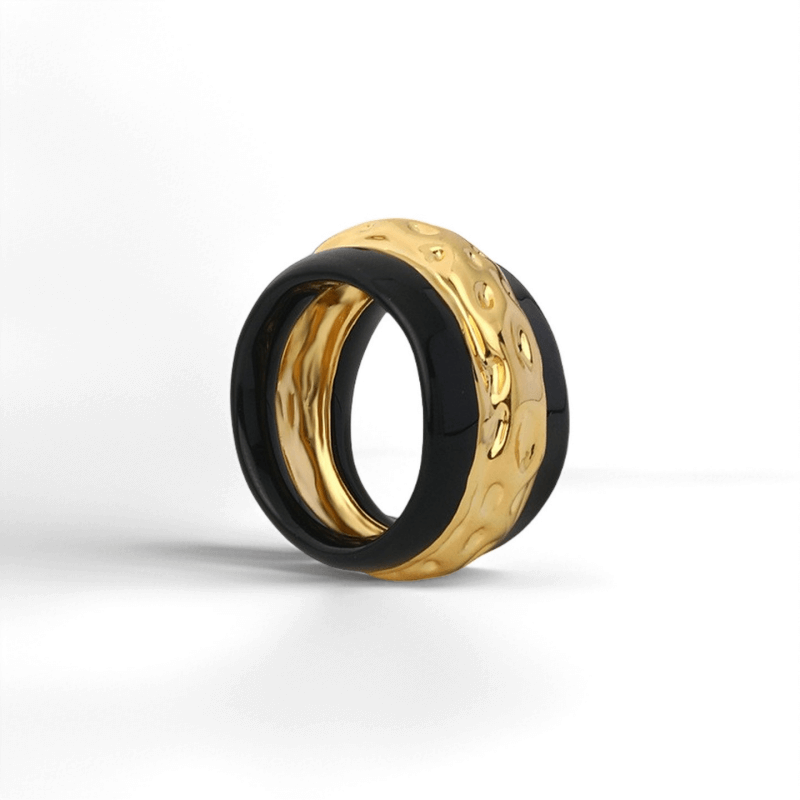 Vintage Enamel Wide Band Ring - Crystalory