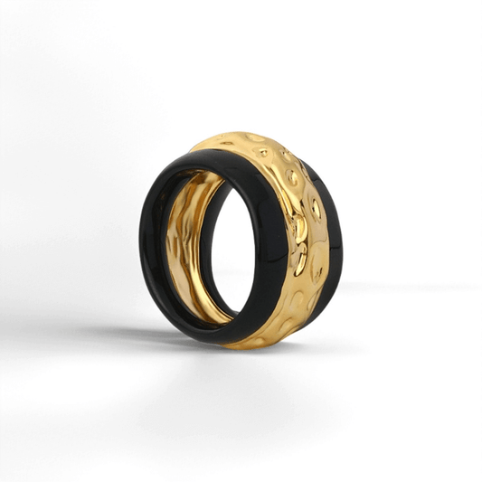 Vintage Enamel Wide Band Ring - Crystalory
