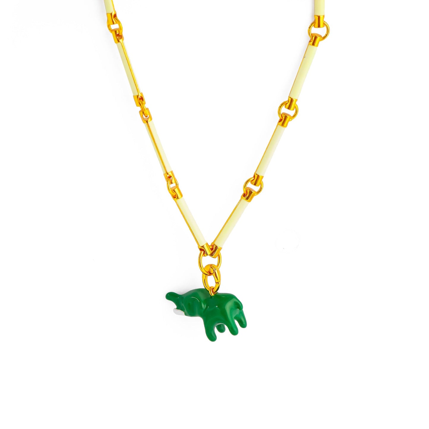 French Style Green Elephant Necklace - Crystalory