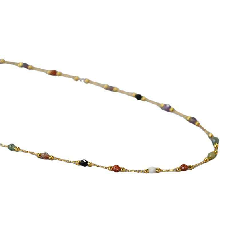 Boho Colorful Natural Stone Beaded Choker - Crystalory