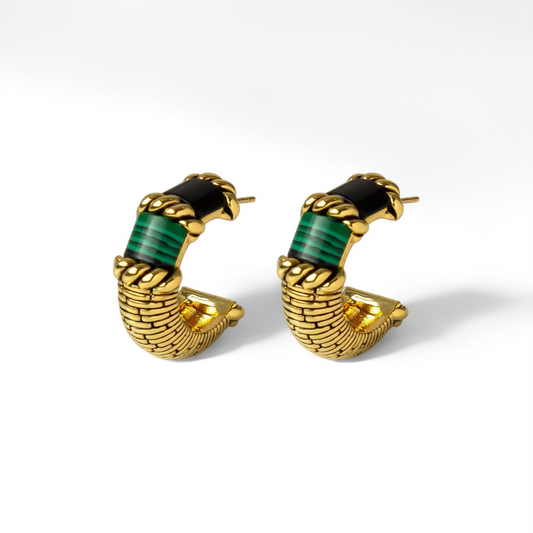 Emerald Hoop Earrings - Crystalory