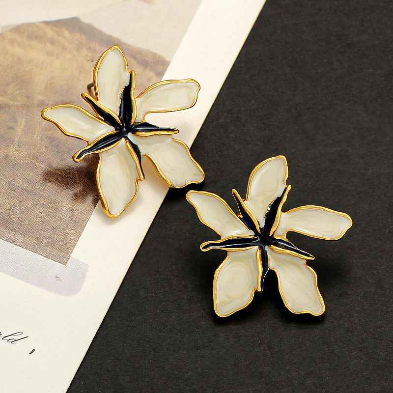 Vintage Enamel Floral Earrings - Crystalory