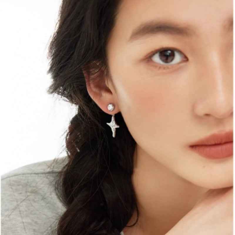 Silver Star Stud Earrings - Crystalory