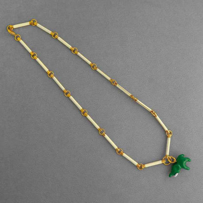 French Style Green Elephant Necklace - Crystalory