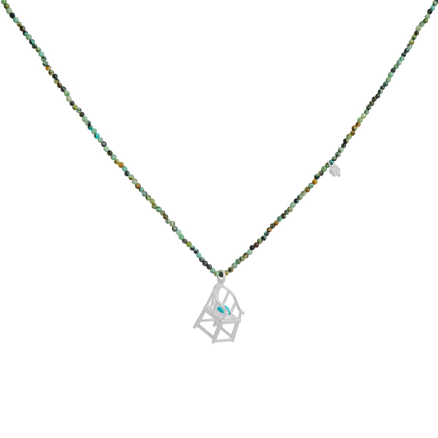Turquoise Beaded Chair Pendant Necklace - Crystalory
