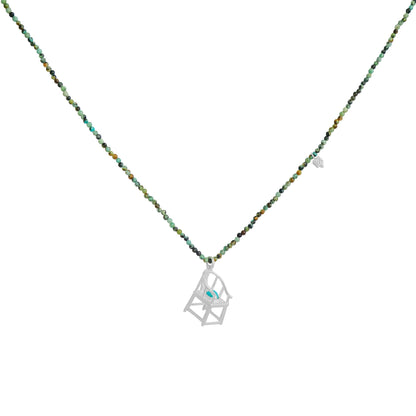 Turquoise Beaded Chair Pendant Necklace - Crystalory