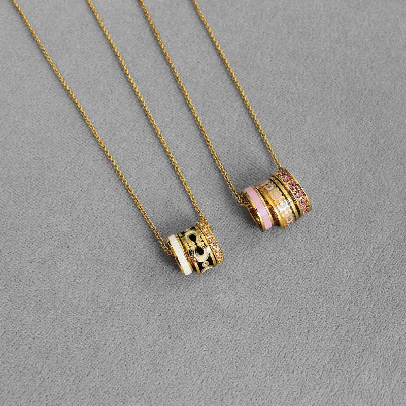 Tricolor Enamel Ring Necklace - Crystalory