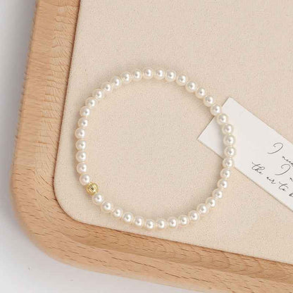 White Pearl Beaded Bracelet - Crystalory