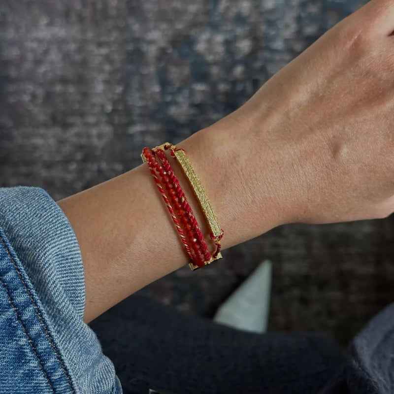 Red Agate Multi-Layer Bracelet