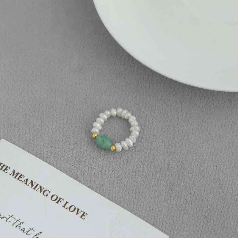 Elegant Jade & Freshwater Pearl Ring - Crystalory