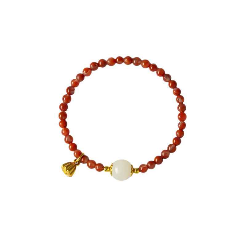 Red Agate Lotus Bracelet