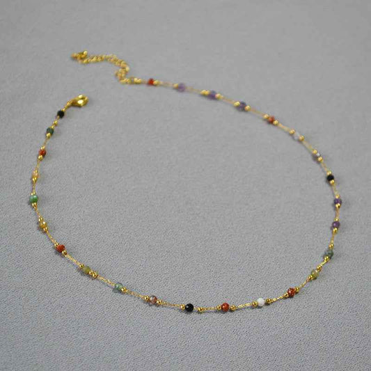 Boho Colorful Natural Stone Beaded Choker - Crystalory