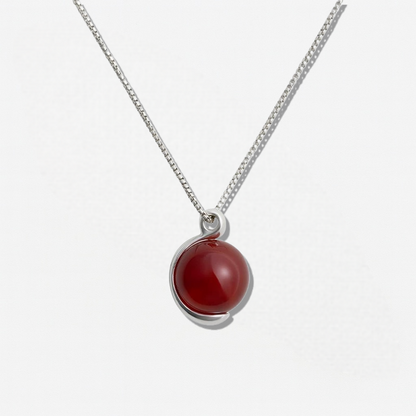 Red Agate Sphere Pendant Necklace - Crystalory