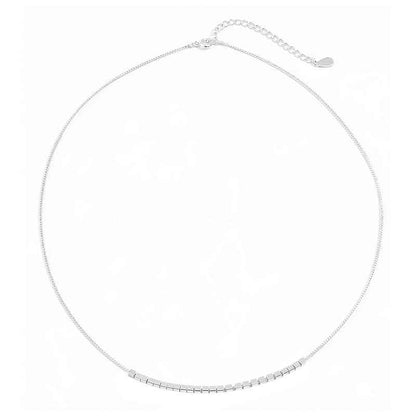 Minimalist Silver Cube Choker Necklace - Crystalory