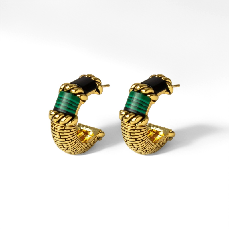 Emerald Hoop Earrings - Crystalory