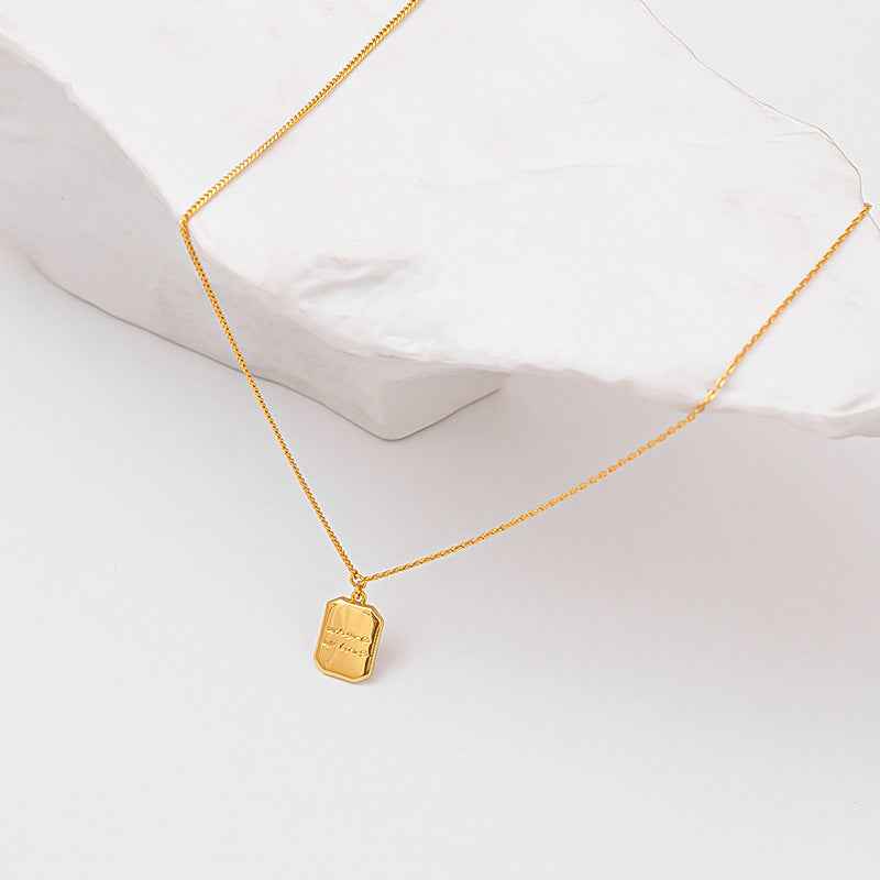 Square Tag Pendant Necklace - Crystalory