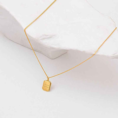 Square Tag Pendant Necklace - Crystalory