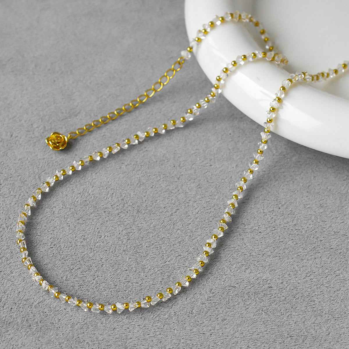 Transparent Glass Beaded Necklace - Crystalory