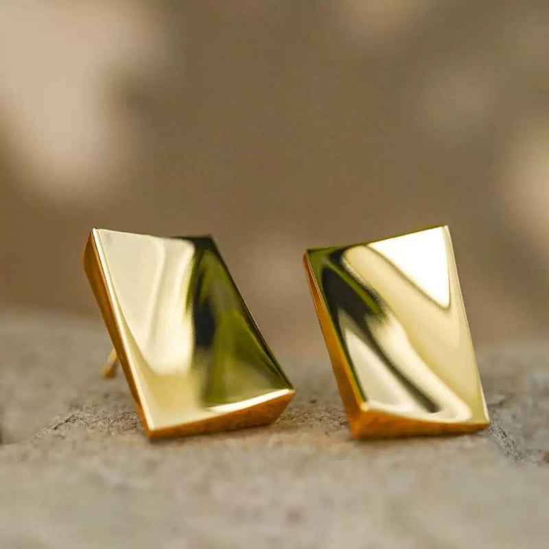 Gold Brick Earrings - Crystalory