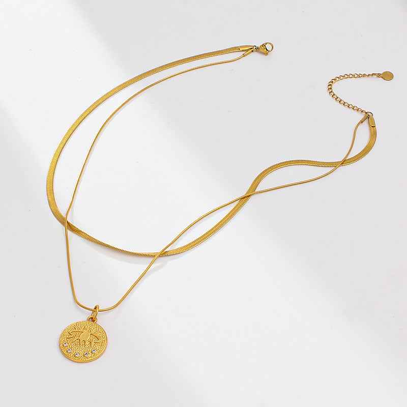 Evil Eye Double Snake Chain Necklace - Crystalory