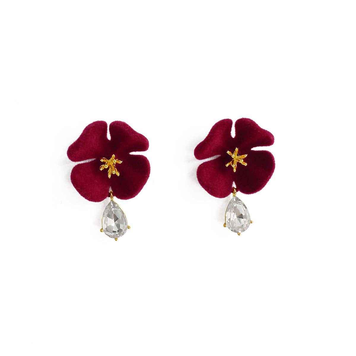 Velvet Flower Earrings - Crystalory