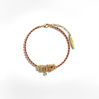 سوار حبل أحمر محظوظ مع عملات ذهبية - سوار سحر سنة الأفعى الأبراج للنساء