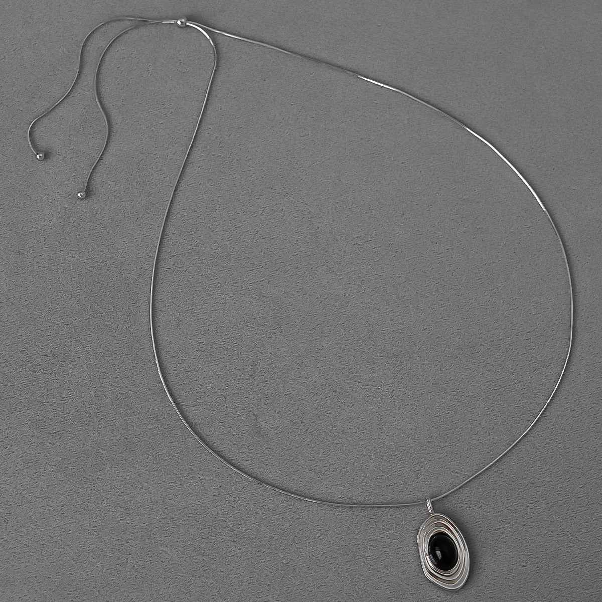 Echo Series Black Bead Necklace - Crystalory