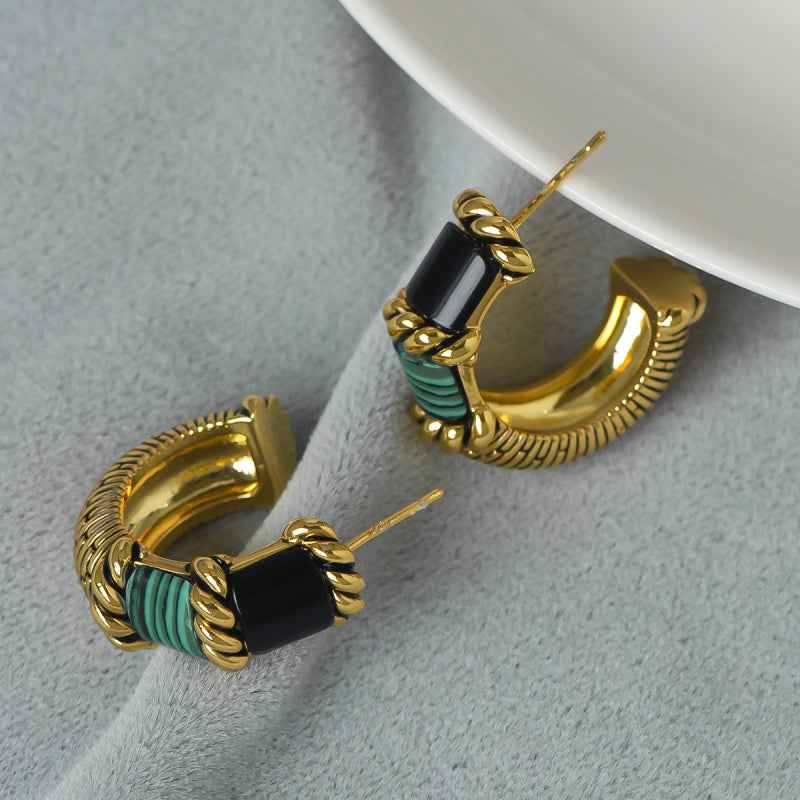 Emerald Hoop Earrings - Crystalory