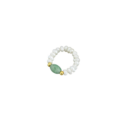Elegant Jade & Freshwater Pearl Ring - Crystalory