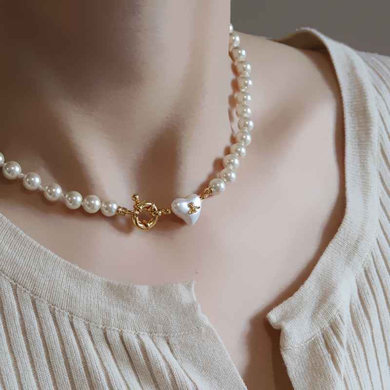 Heart Pearl Choker Necklace - Crystalory