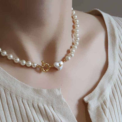 Heart Pearl Choker Necklace - Crystalory