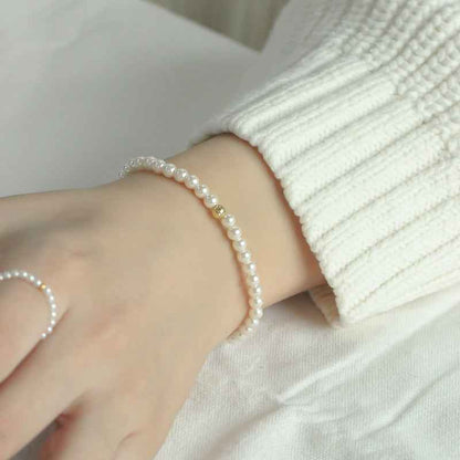 White Pearl Beaded Bracelet - Crystalory