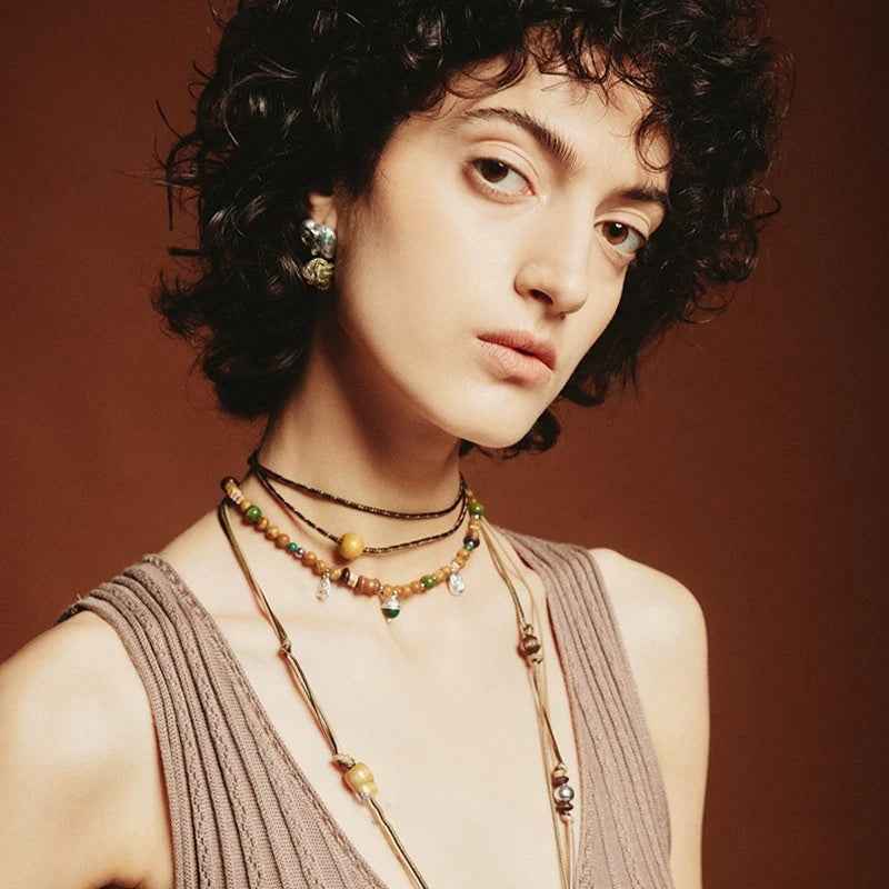 Hill Series Acorn Beaded Necklace - Crystalory