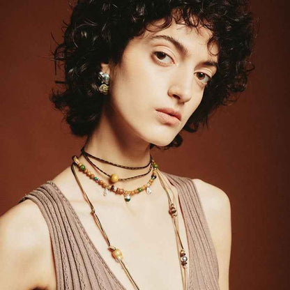 Hill Series Acorn Beaded Necklace - Crystalory