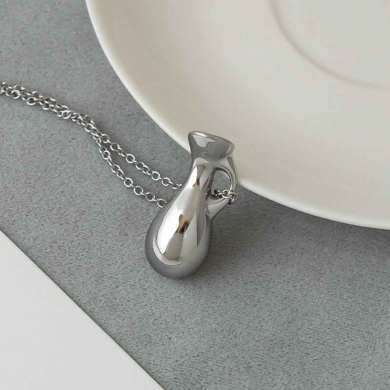 Silver Water Bottle Pendant Necklace - Crystalory