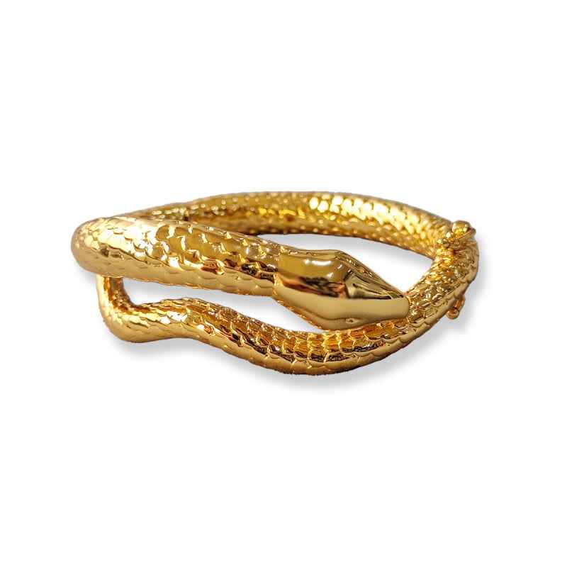 Gold Snake Bangle Bracelet - Crystalory
